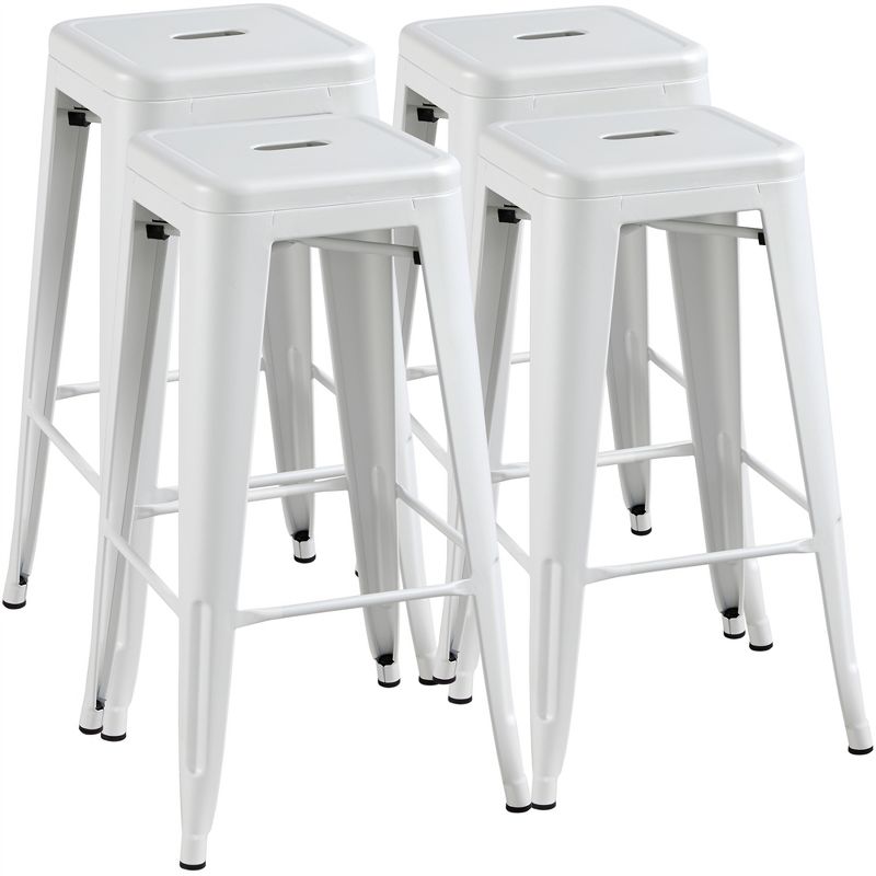 Yaheetech Set of 4 Metal Backless Counter Height Bar Stools Stackable Chairs, 1 of 9