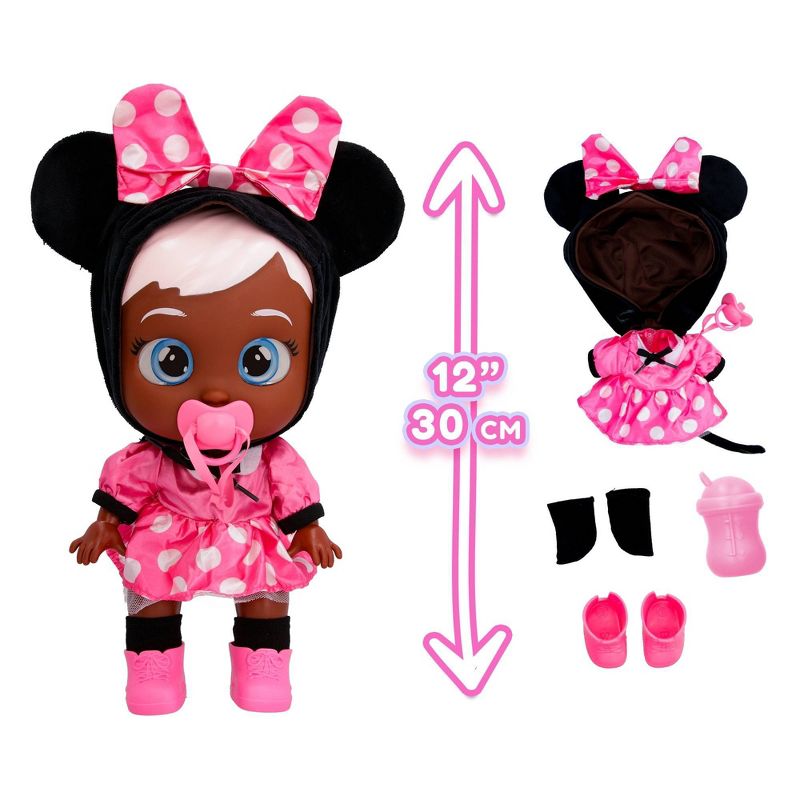 Cry Babies Disney Nurturing Baby Doll Inspired by Minnie Mouse, Dressed Up In the Iconic Pink Dress And Cries Real Tears, 4 of 9