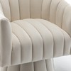 SEYNAR Modern Glam Velvet Upholstered Round Swivel Accent Arm Barrel Chair for Living Room,Beige,27.17''D*28.15''W*30.51''H - 3 of 4