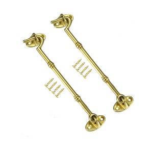 Unique Bargains Brass Cabin Eye Latch Gate Door Swivel Hook with Mounting Screws 2 Pcs - 1 of 4
