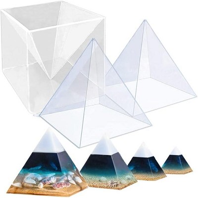 JDICTION Large Clear Silicone Pyramid Molds for Resin, Includes 2 Inner Molds + 1 Plastic Frame, for Chakra Orgonite & DIY Crafts