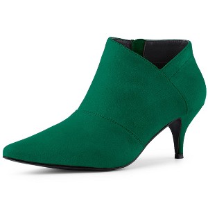Allegra K Women's Pointed Toe Kitten Heel Cut-out Ankle Boots - 1 of 4