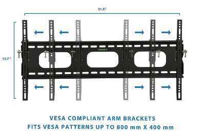 Black Steel Low-Profile Tilting TV Wall Mount for 42-90 inch Screens