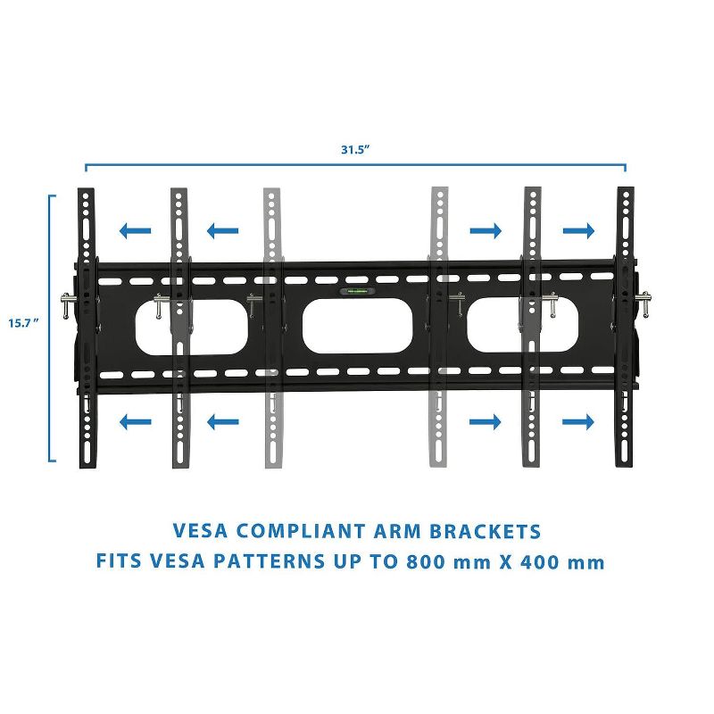 Mount-It! Low-Profile Tilting TV Mount | Flush Mount TV Bracket Wide | Ultra-Thin TV Mount with Tilt for 42-70 in. Screen TVs | 220 lbs. Capacity, 3 of 9