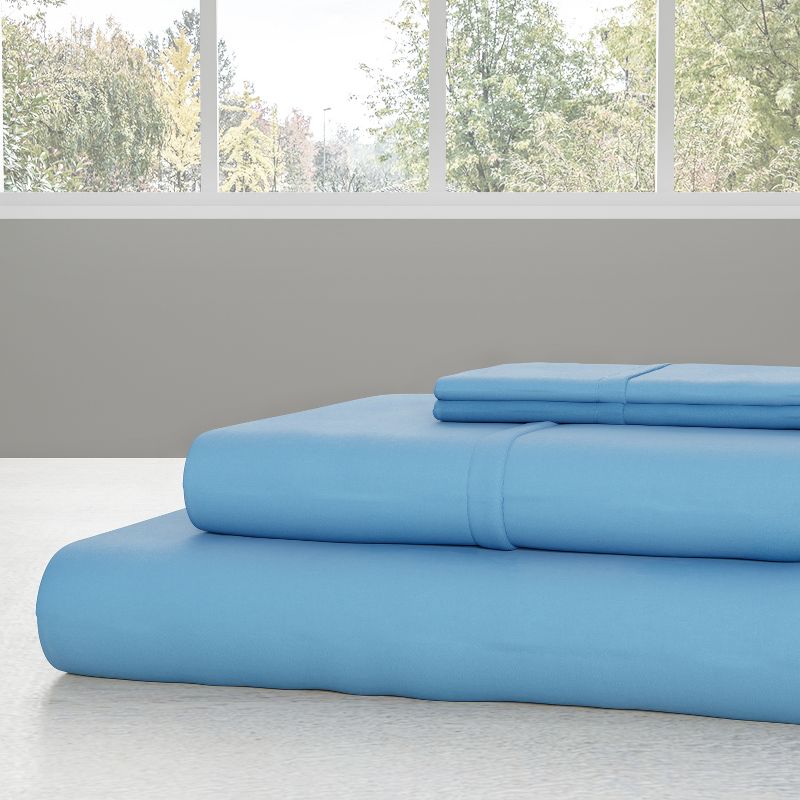 Hastings Home 4-Piece Microfiber Sheet Set, Full Size - Blue, 3 of 4