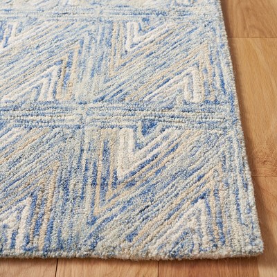 Blue and Beige Tufted Handmade Wool Area Rug, 9' x 12'