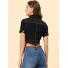 INSPIRE CHIC Women's Casual Short Sleeves Crop Denim Jacket - 3 of 4