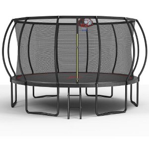 BestParts 14FT Pumpkin Trampoline with Basketball Hoop & Ladder, Black-Red - 1 of 4
