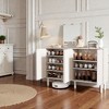 Mshliw 55.1" Minimalist Shoe Storage Cabinet with 5 Solid Wood Legs, 4 Fluted Doors, Adjustable Shelves, Cream Entryway Sideboard Buffet for Hallway - 4 of 4