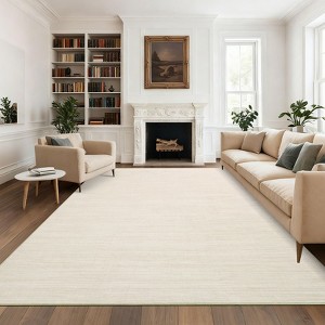 Modern Solid Color Rug Washable Rug with Non Slip TPR Backing, Minimalist Plain Carpet - 1 of 4