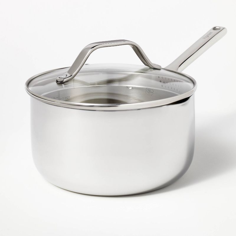 3qt Stainless Steel Sauce Pan with Lid Silver - Figmint&#8482;, 1 of 8