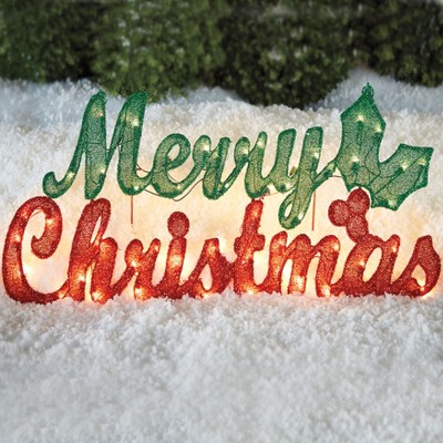 BrylaneHome Pre-Lit Merry Christmas Sign