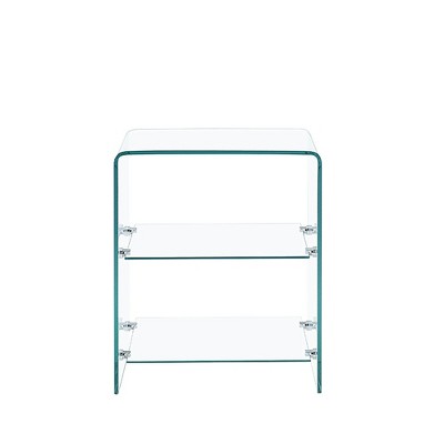 Lirago 2-Layer Tempered Glass Sofa Table-Transparent Multi-Purpose Side Table for Living Room Office & Outdoor 15.8"D* 19.72"L * 17.72"H