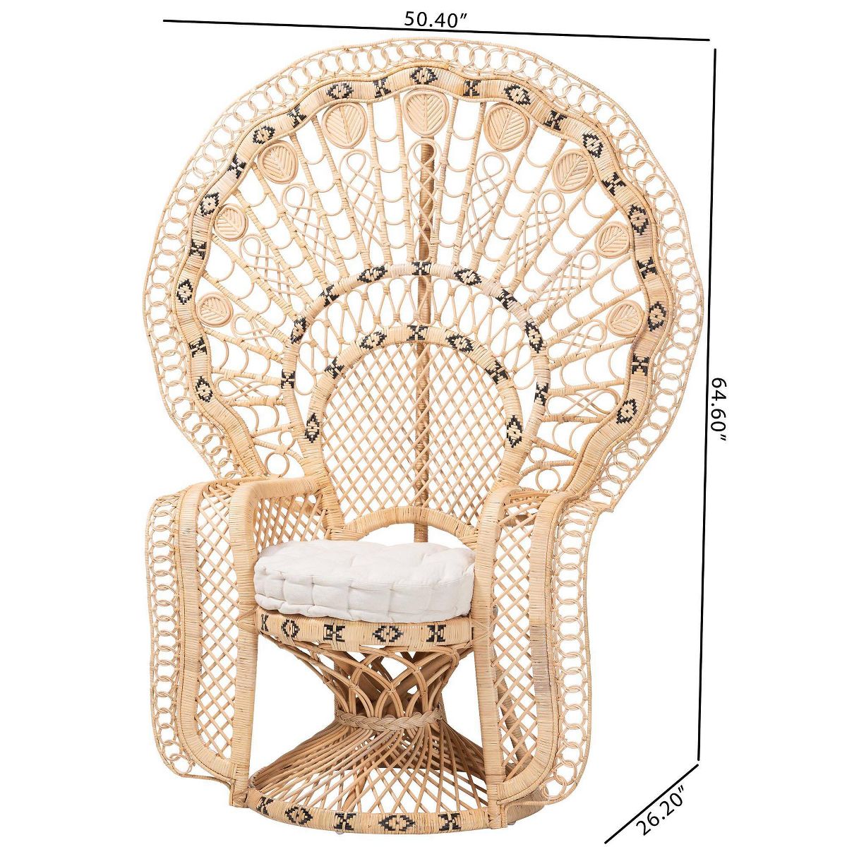 bali & pari Nafisa Natural Rattan Peacock Chair Natural Brown - thumbnail 8