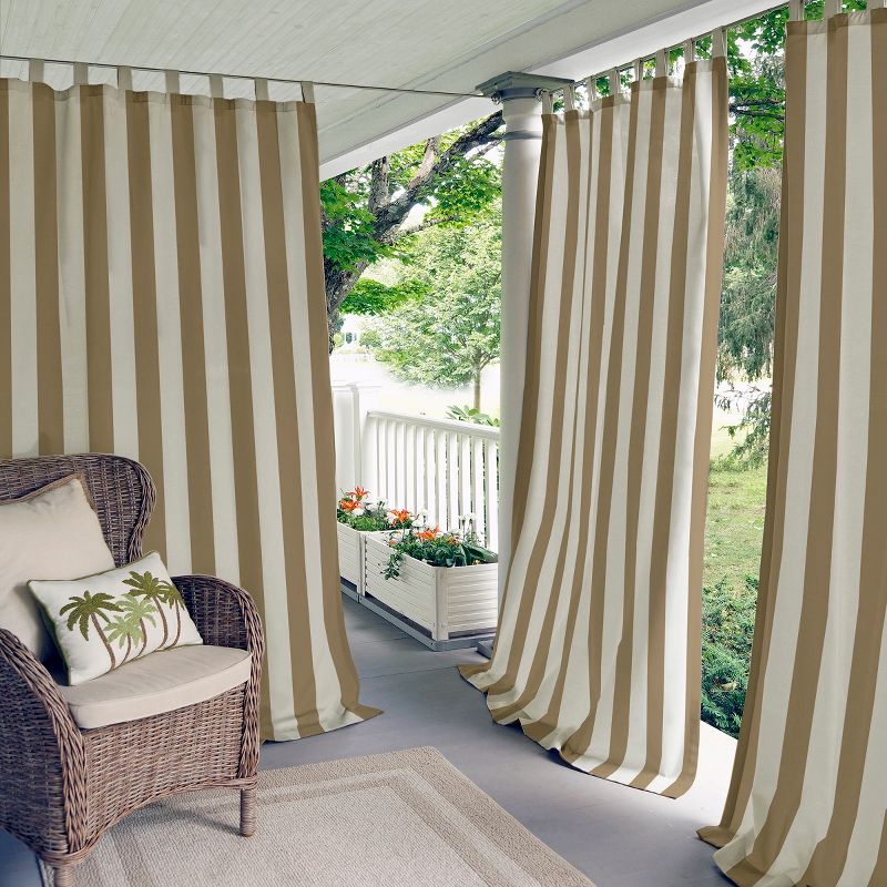 Highland Stripe Indoor/Outdoor Single Window Curtain for  Patio, Pergola, Porch, Cabana, Deck, Lanai - Elrene Home Fashions, 1 of 5