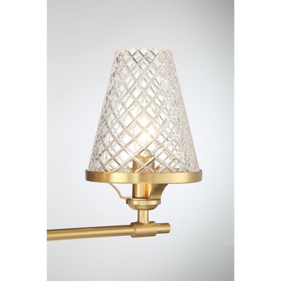 Warm Brass 3-Light Vanity with Clear Glass Shades