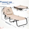 Tangkula 5-Position Lounge Chair Adjustable Beach Chaise w/ Face Cavity & Pillows - 3 of 4
