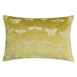 13"x20" Oversize Embroidered Butterflies and Moths Lumbar Throw Pillow - Edie@Home - 1 of 4