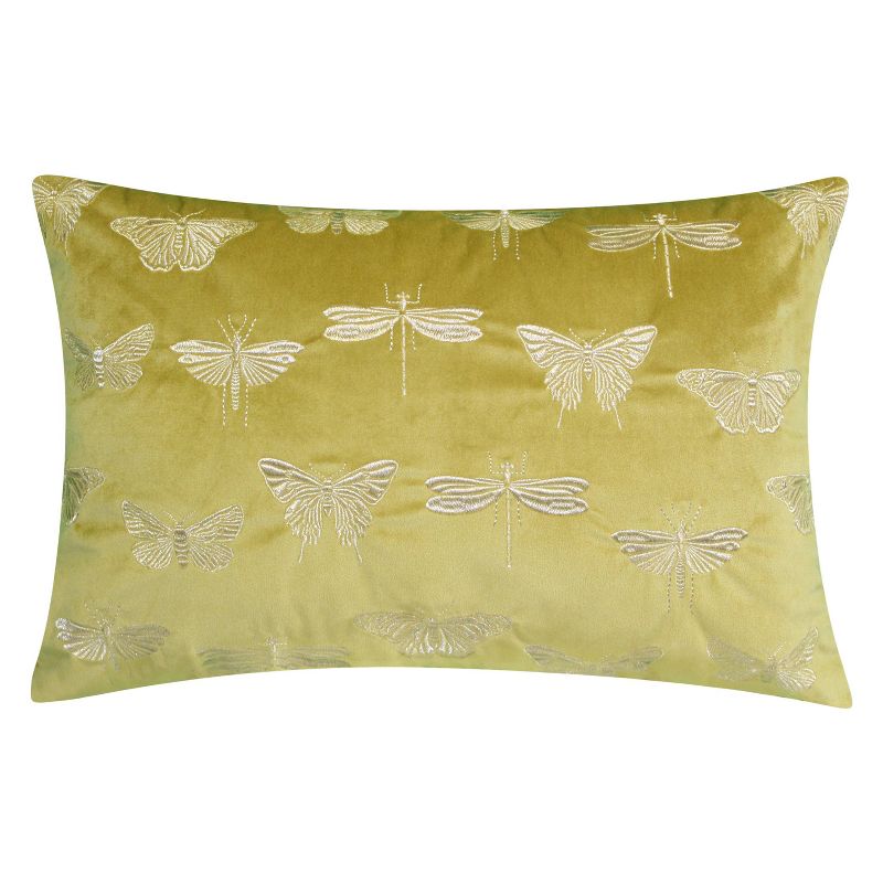 13"x20" Oversize Embroidered Butterflies and Moths Lumbar Throw Pillow - Edie@Home, 1 of 9