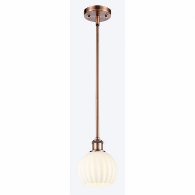 White Venetian - 1 Light Stem Hung Mini Pendant In Modern Style-8 Inches Tall and 6 Inches Wide