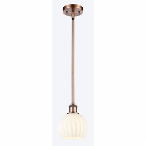 White Venetian - 1 Light Stem Hung Mini Pendant In Modern Style-8 Inches Tall and 6 Inches Wide - 1 of 1