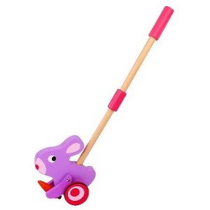 Toysters Push & Pull Along Walking Pink Rabbit Wood Stand Up Animal Walker Toys For Girls - 1 of 3