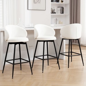 Bekrvio 30" Bar Height Stools - Swivel Velvet Barstools with Back, Modern Upholstered High Chairs for Kitchen Counter, Home Pub - 1 of 4