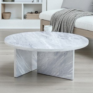 Mshliw 31.4'' Round Coffee Table with MDF Top, Dining Table, Low Profile Center Table for Living Room, Bedroom, or Office Use - 1 of 4