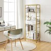 Hachikiko 5-Tier Bookshelf with Charging Station & Drawer - Gold Metal Frame, Tempered Glass Shelves, Easy Assembly, (23.6"L x 11.8"W x 63"H) - 2 of 4