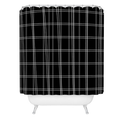 Kelly Haines Minimal Check Shower Curtain Black/White - Deny Designs