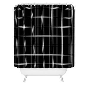 Kelly Haines Minimal Check Shower Curtain Black/White - Deny Designs: Polyester, Machine Washable, Buttonhole Top - 1 of 4