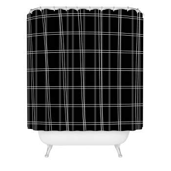 Kelly Haines Minimal Check Shower Curtain Black/White - Deny Designs