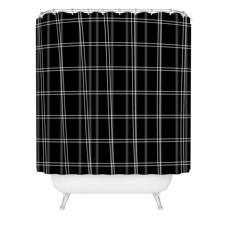 Kelly Haines Minimal Check Shower Curtain Black/White - Deny Designs, 1 of 7