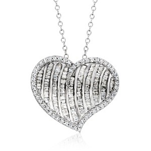 Ross-Simons 1.00 ct. t.w. Diamond Heart Pendant Necklace in Sterling Silver Size 18 - 1 of 3