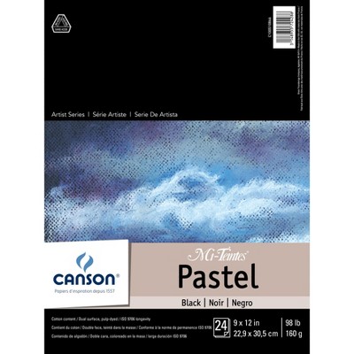 Canson Mi-Teintes Pastels Paper Pad 9"X12"-Black 24 Sheets
