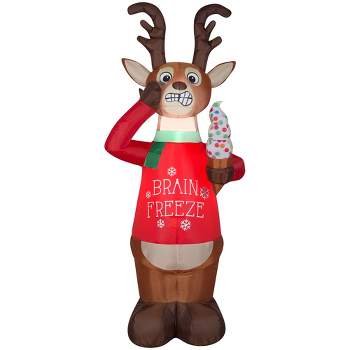 Gemmy Animated Christmas Airblown Inflatable Shaking Reindeer, 6 ft Tall, Multi