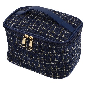 Unique Bargains Plaid Pattern Makeup Bag Cosmetic Travel Bag Woolen Large Makeup Bag for Women 1 Pc - 1 of 4