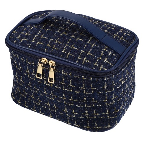 Unique Bargains Plaid Pattern Makeup Bag Cosmetic Travel Bag Woolen ...