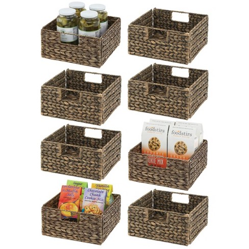 Mdesign Hyacinth Kitchen Storage Basket With Handles, 4 Pack : Target