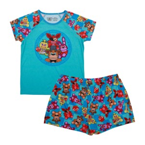 Five Nights At Freddy's Character Print Youth Girl's Raglan T-shirt & Lounge Shorts Sleep Set - 1 of 3
