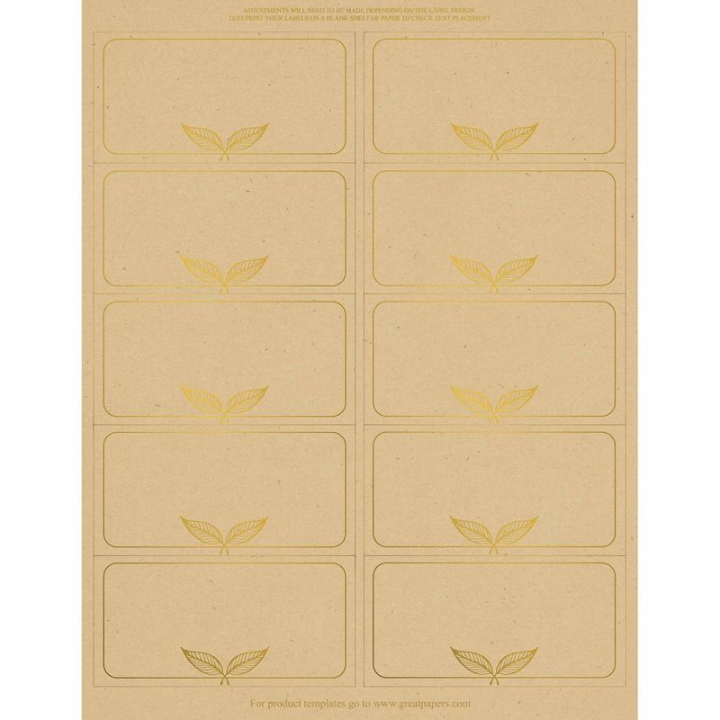 50ct Kraft Everyday Address Labels Brown/Gold, 1 of 4