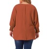 Agnes Orinda Women's Plus Size Chiffon Crew Neck Batwing Ruffle Long Sleeve Casual Blouses - 4 of 4