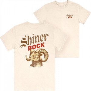 Mens Shiner Bock Bottle Label Beige Colorway Front and Back Print T-Shirt - 1 of 4