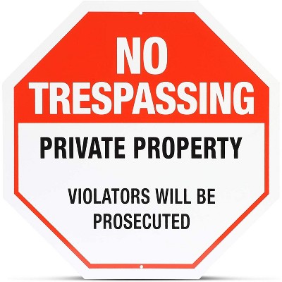 Juvale Private Property No Trespassing Rust Free Sign 12" for Indoor & Outdoor Use