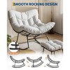 Oversized Lounge Chair with Footrest, Outdoor Papasan Rocking Chair with Ottoman and Sturdy Metal Frame - 4 of 4