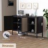 Brafabhome Sideboard Buffet Cabinet with 3 Rattan Doors, Wood Storage Credenza with Steel Legs for Living Room, Dining Room, Entryway, Kitchen | Black - 2 of 4