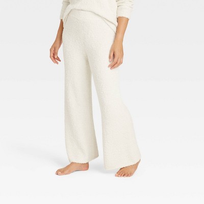 Image of Women's Cozy Feather Yarn Wide Leg Pants - Stars Above™ Cream M