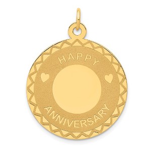 Black Bow Jewelry 14k Yellow Gold Happy Anniversary Circle Pendant, 25mm - 1 of 4