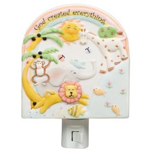 Roman 5.75" Green and Yellow God Created Everything Porcelain Night Light - 1 of 2