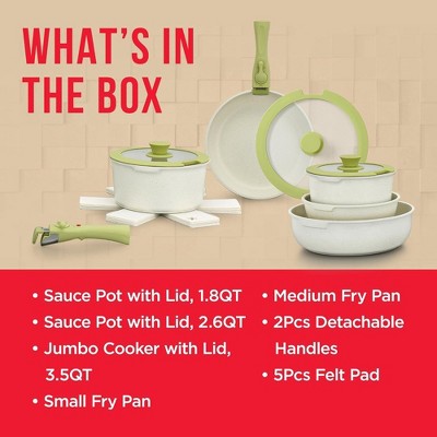 Bakken-Swiss 15-Piece Green Granite Non-Stick Cookware Set